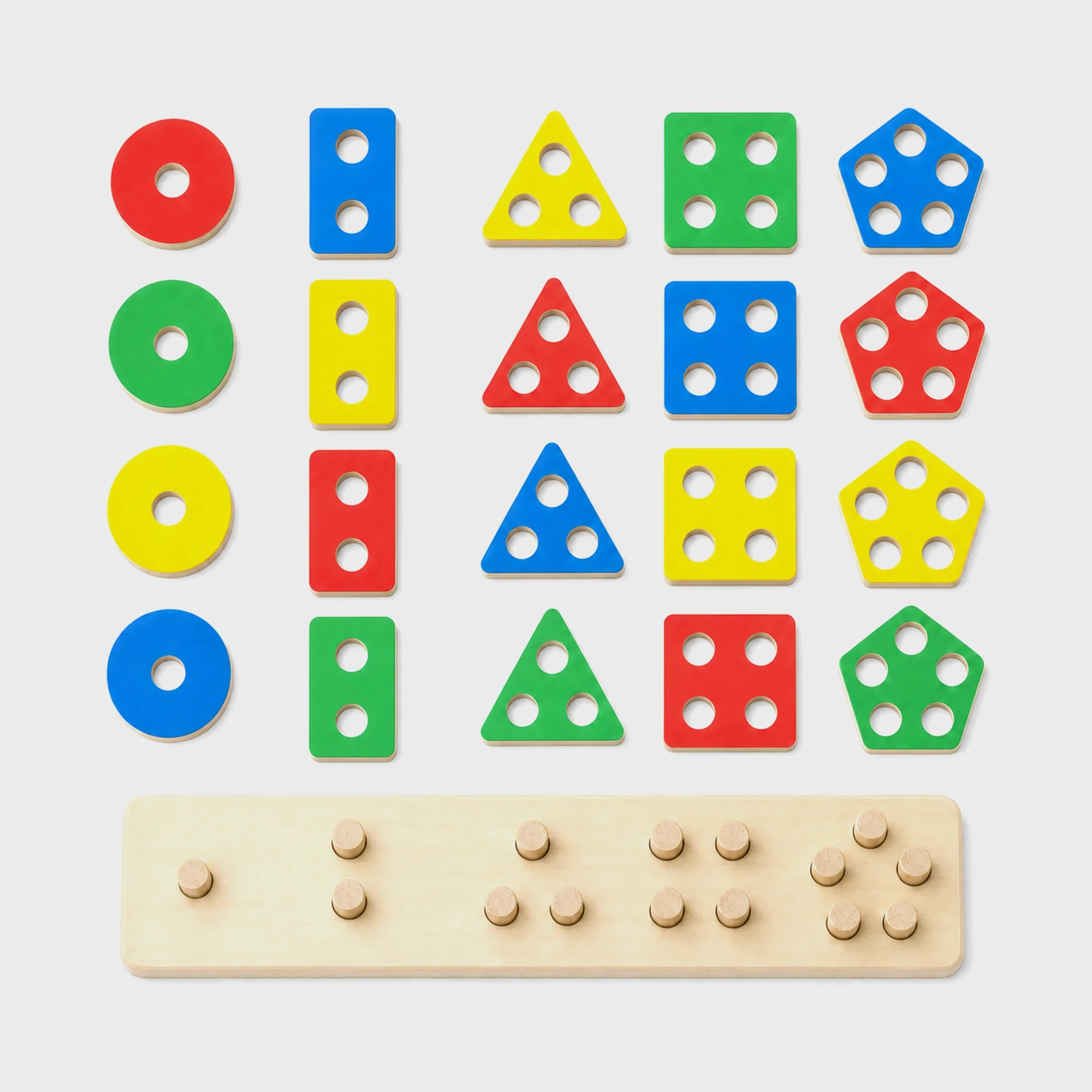 KiddoPlay Basic Wooden Geometric Peg Puzzle - DKT2001